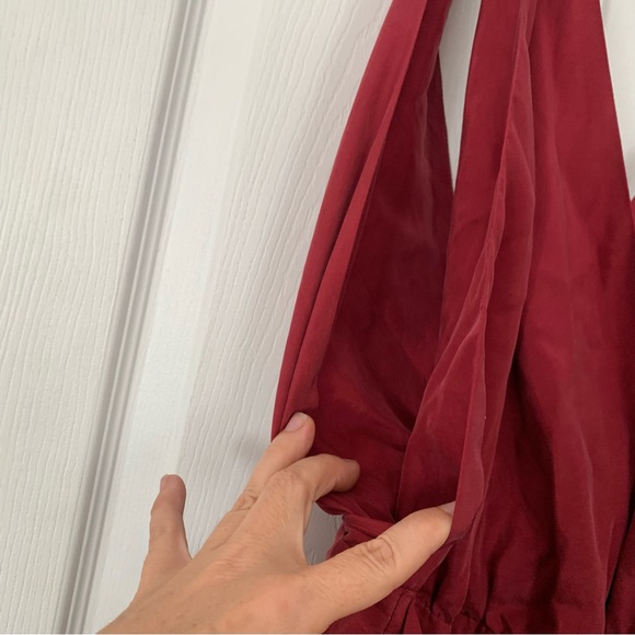 Free People 100% Silk Burgundy Sleeveless Jumpsuit - Picture 14 of 14